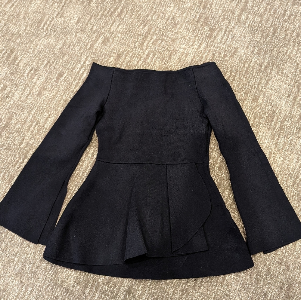 Scanlan Theodore Crepe Knit Peplum Top